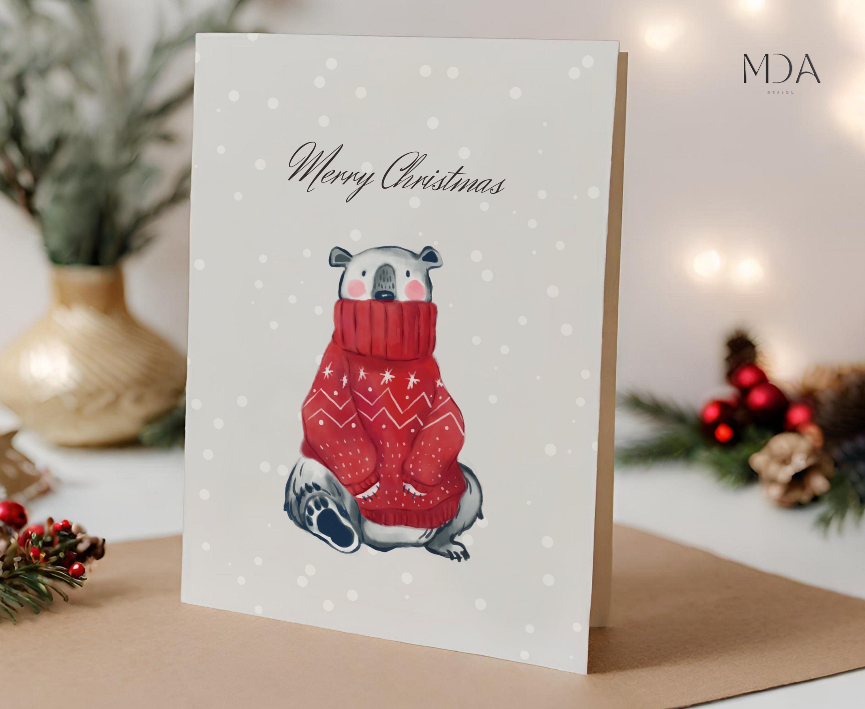 Cute Bear - Christmas Greeting Card