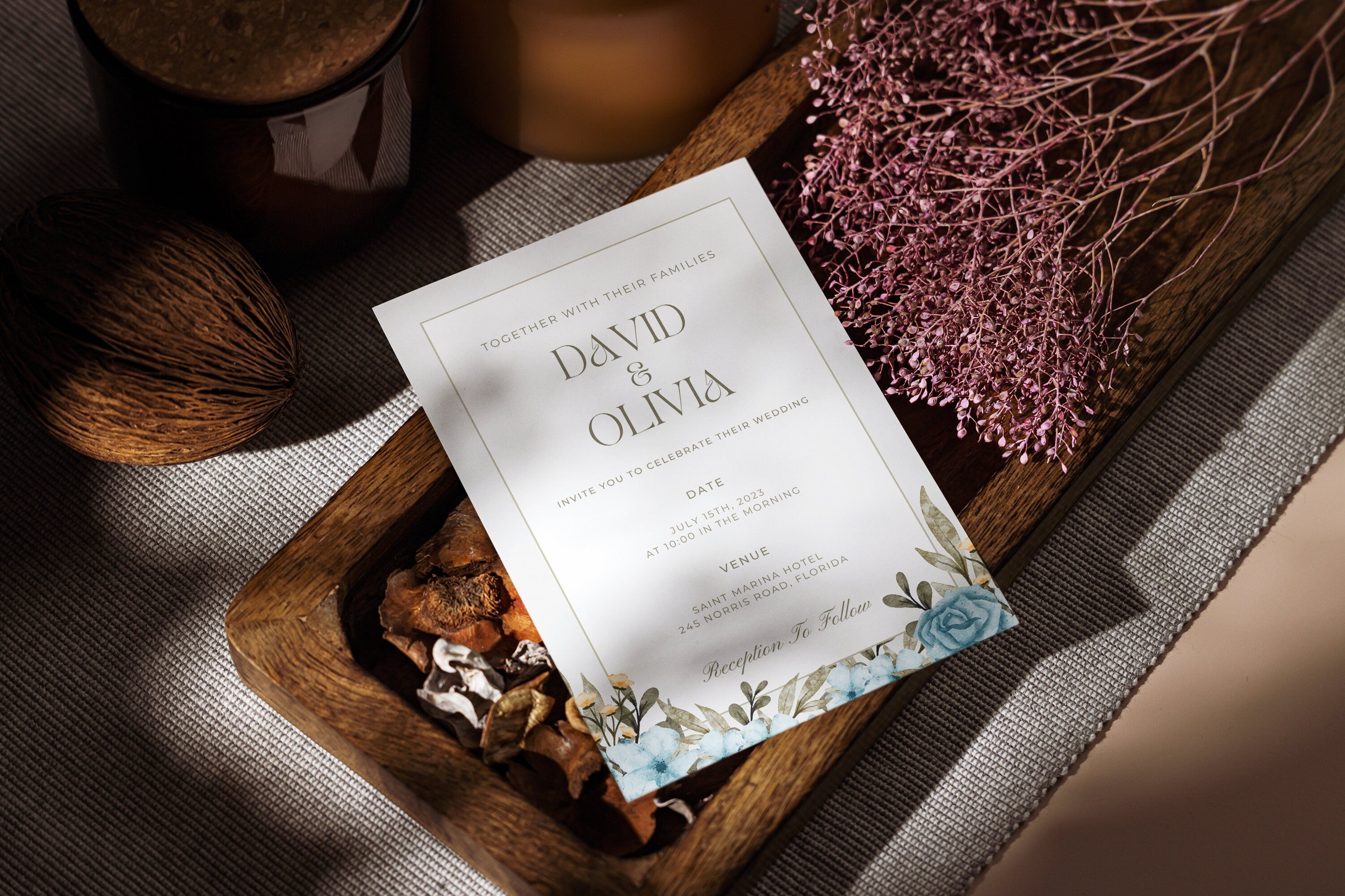 Bohemian Dream in Blue - Wedding Invitation Set