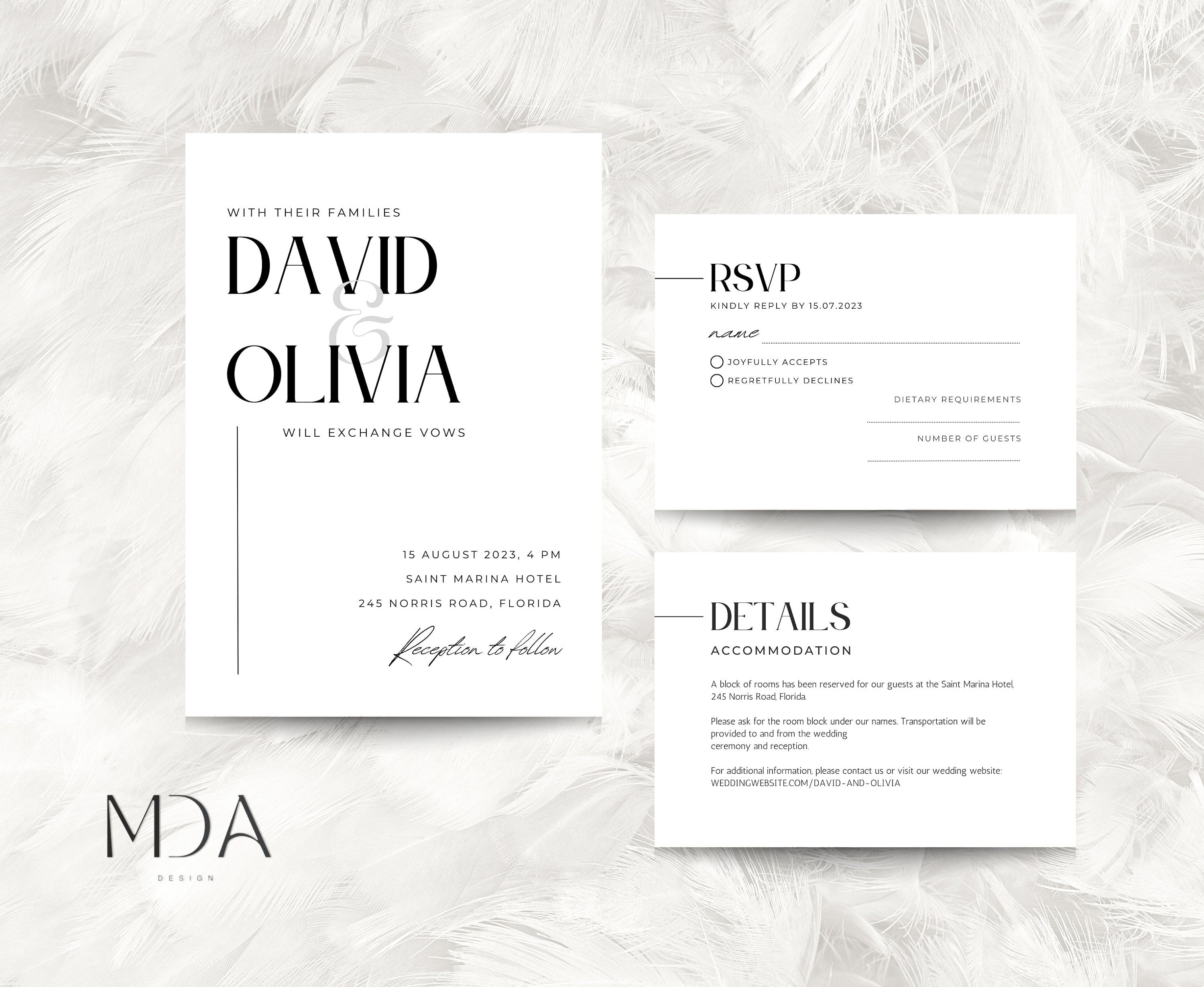 Minimalist Wedding Invitation Template Set