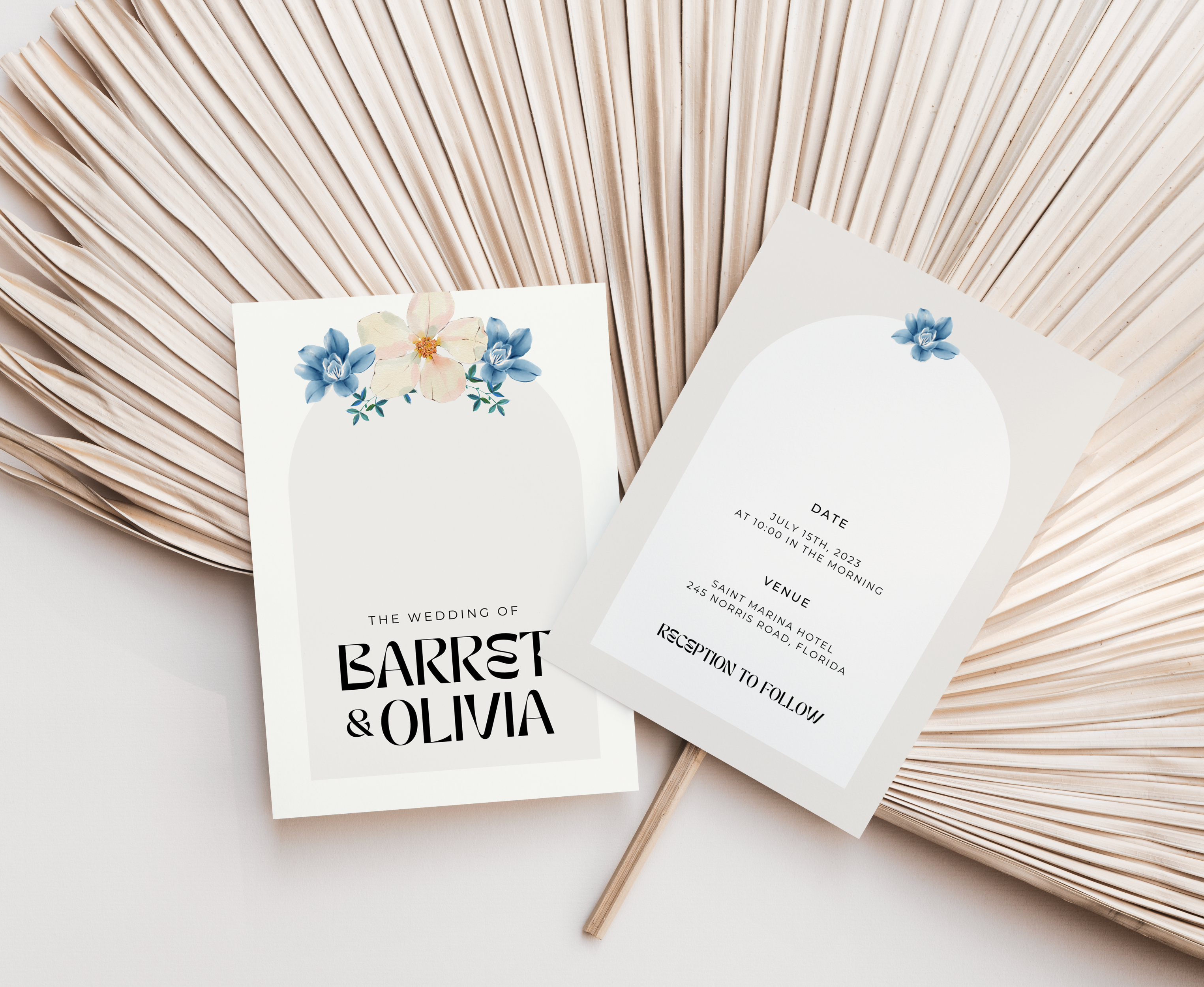 Modern Minimalist Blue - Wedding Invitation Template