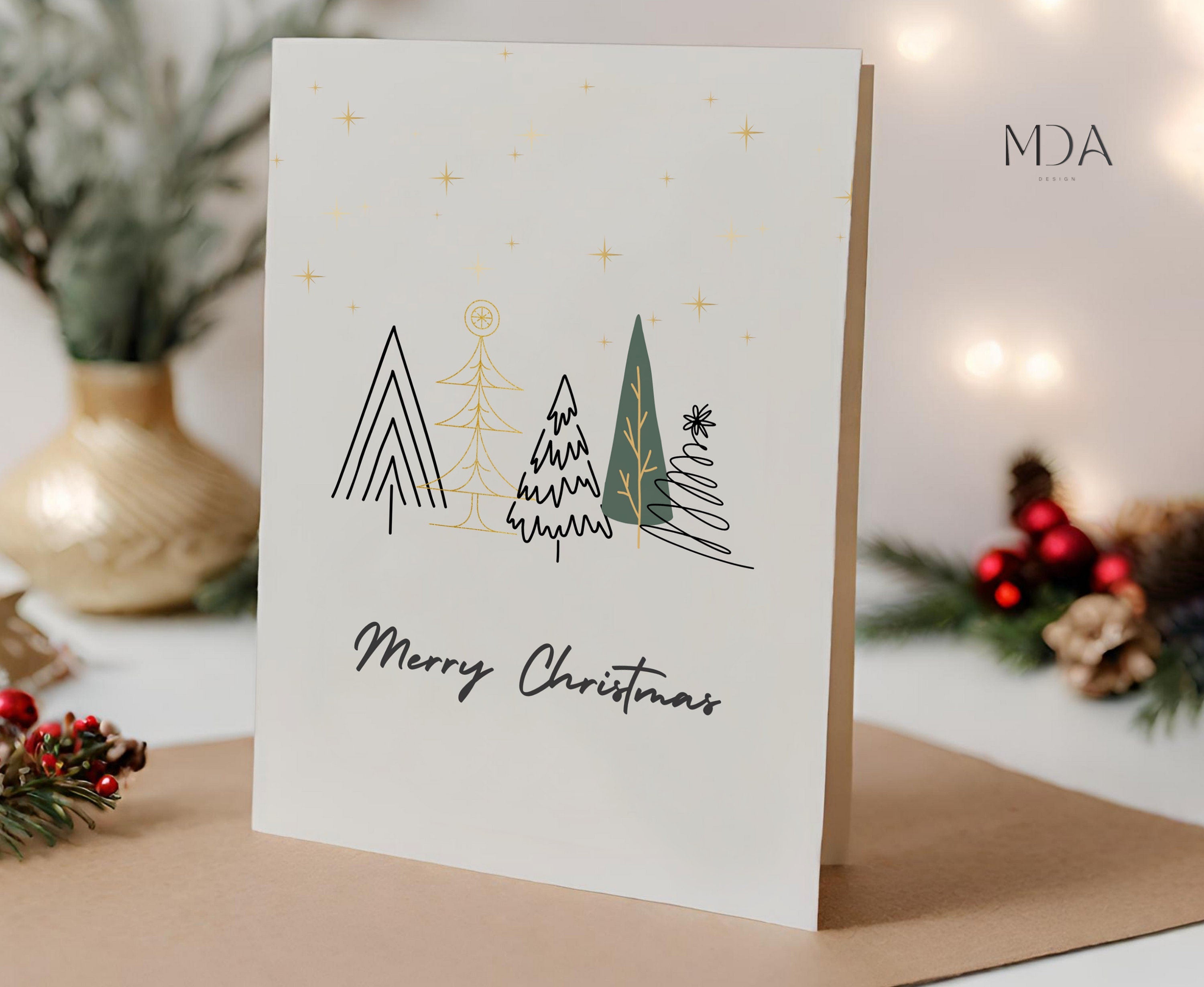 Christmas Tree Lines - Printable Christmas Card