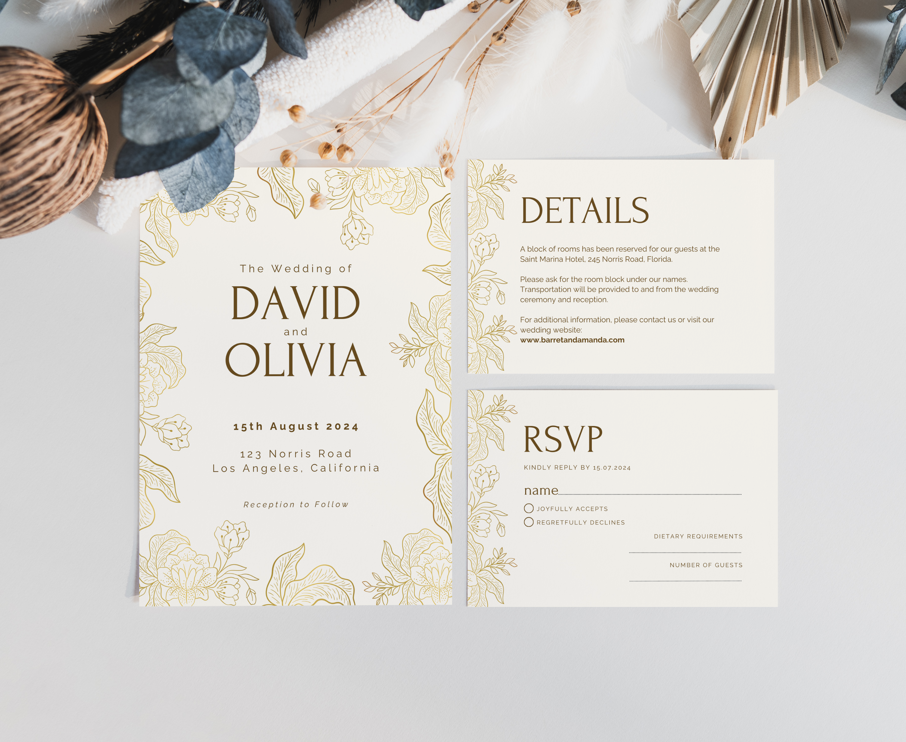 Elegance in Gold - Wedding Invitation Bundle