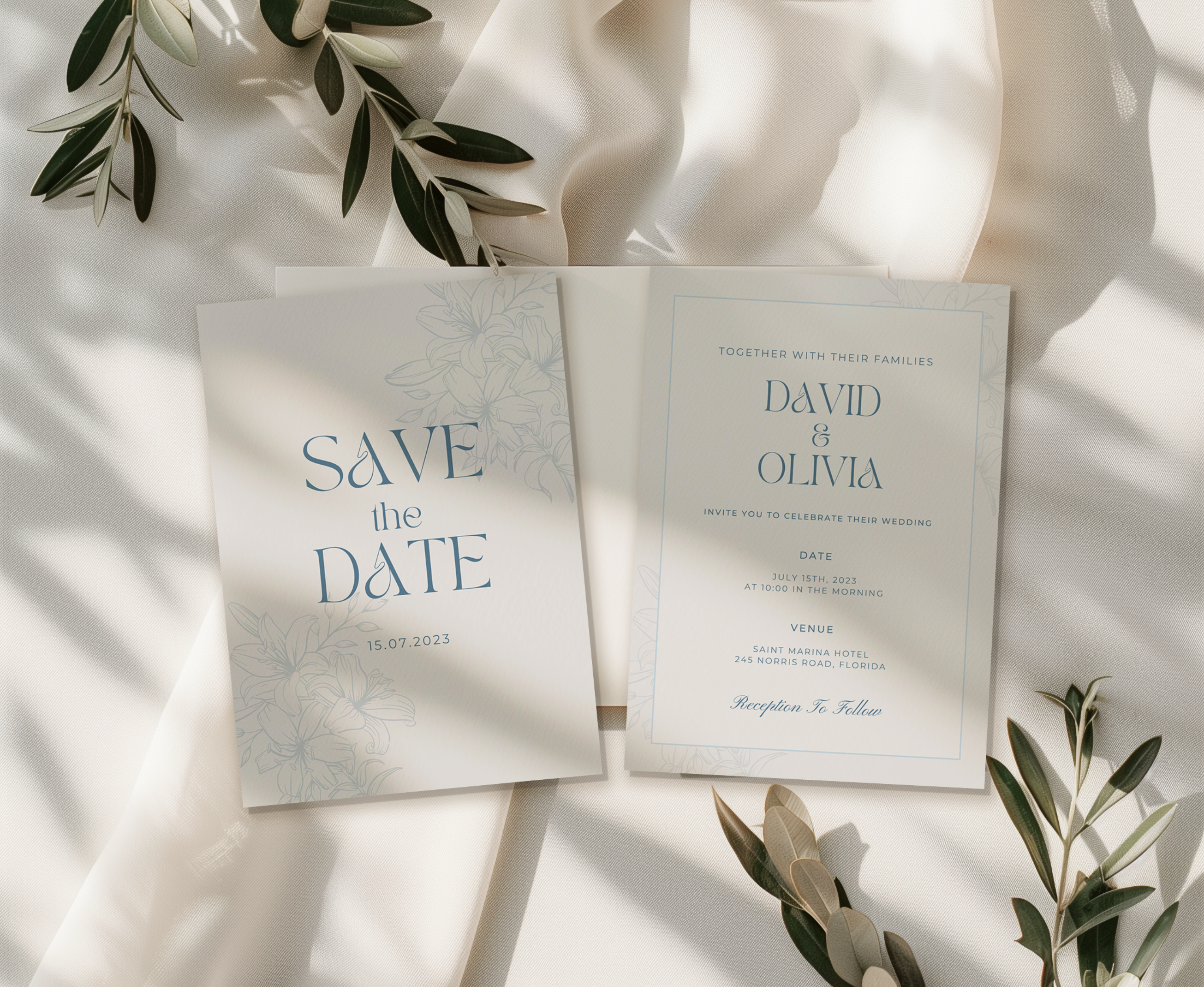 Dusty Blue - Wedding Invitation Template