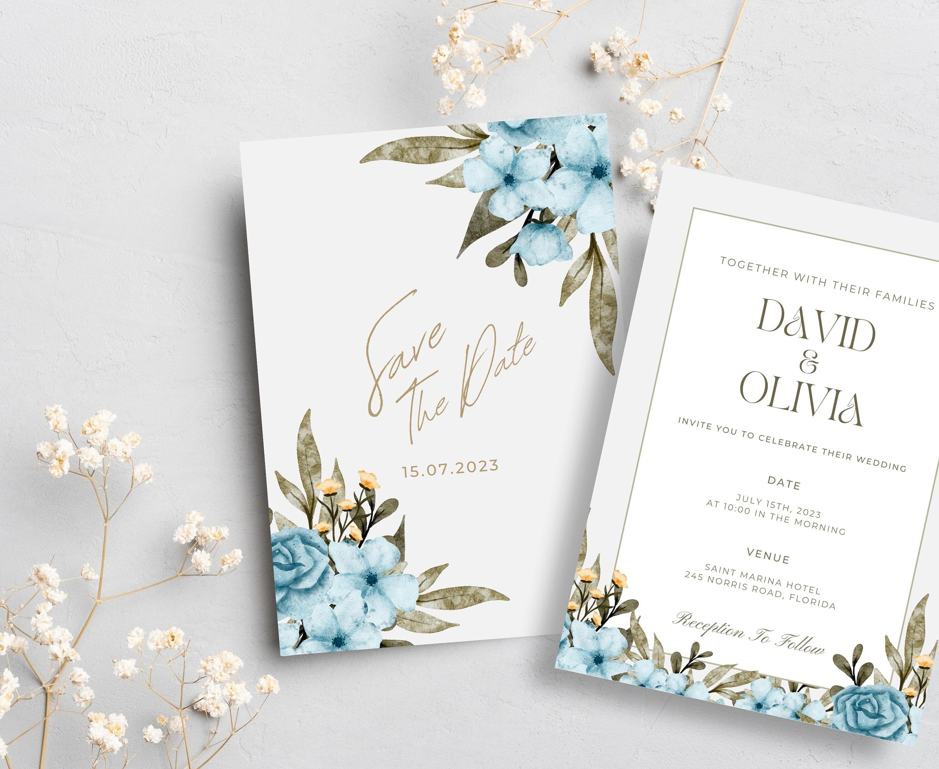 Bohemian Dream in Blue - Wedding Invitation Set