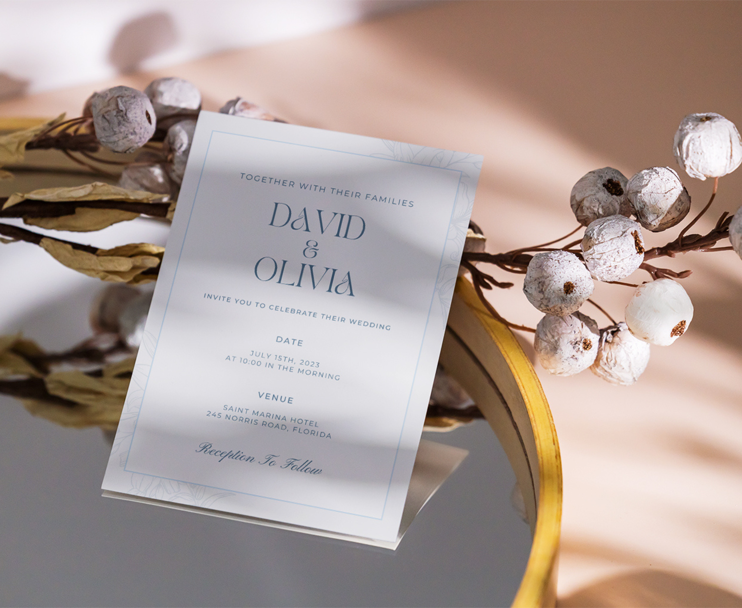 Dusty Blue - Wedding Invitation Template