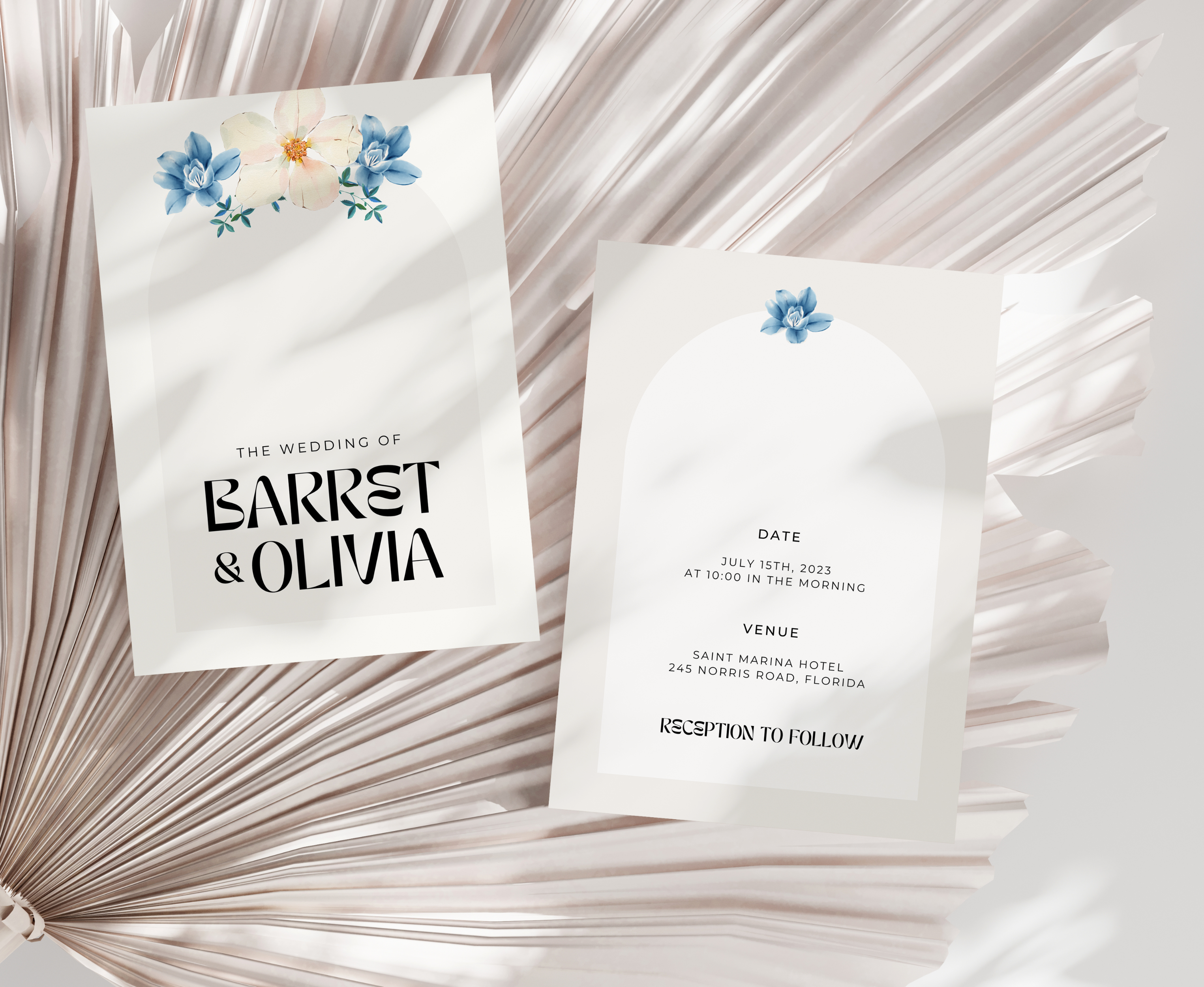 Modern Minimalist Blue - Wedding Invitation Template