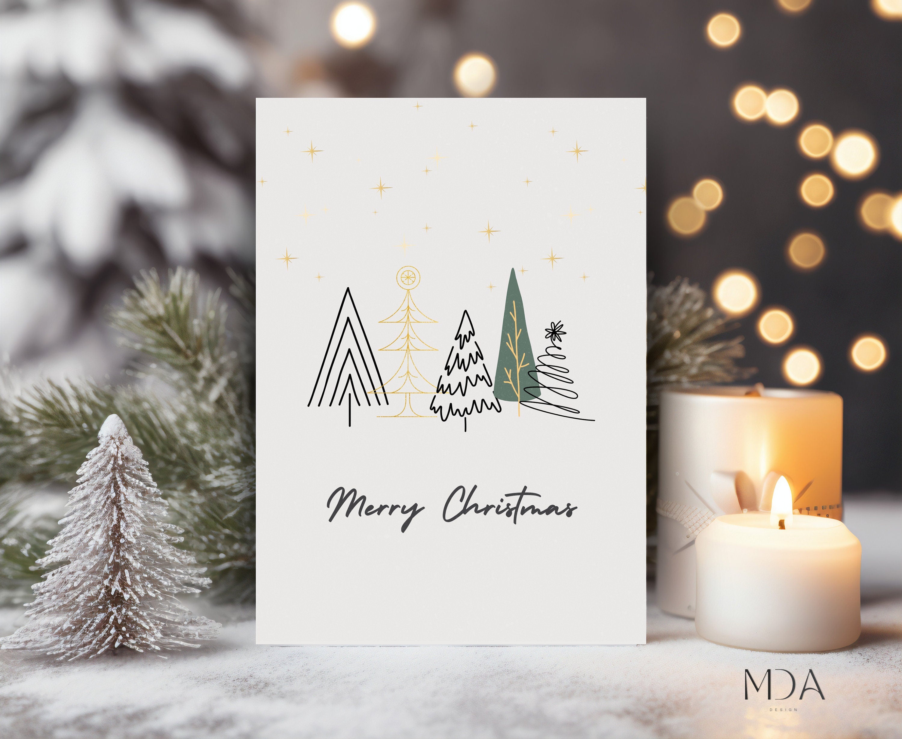 Christmas Tree Lines - Printable Christmas Card