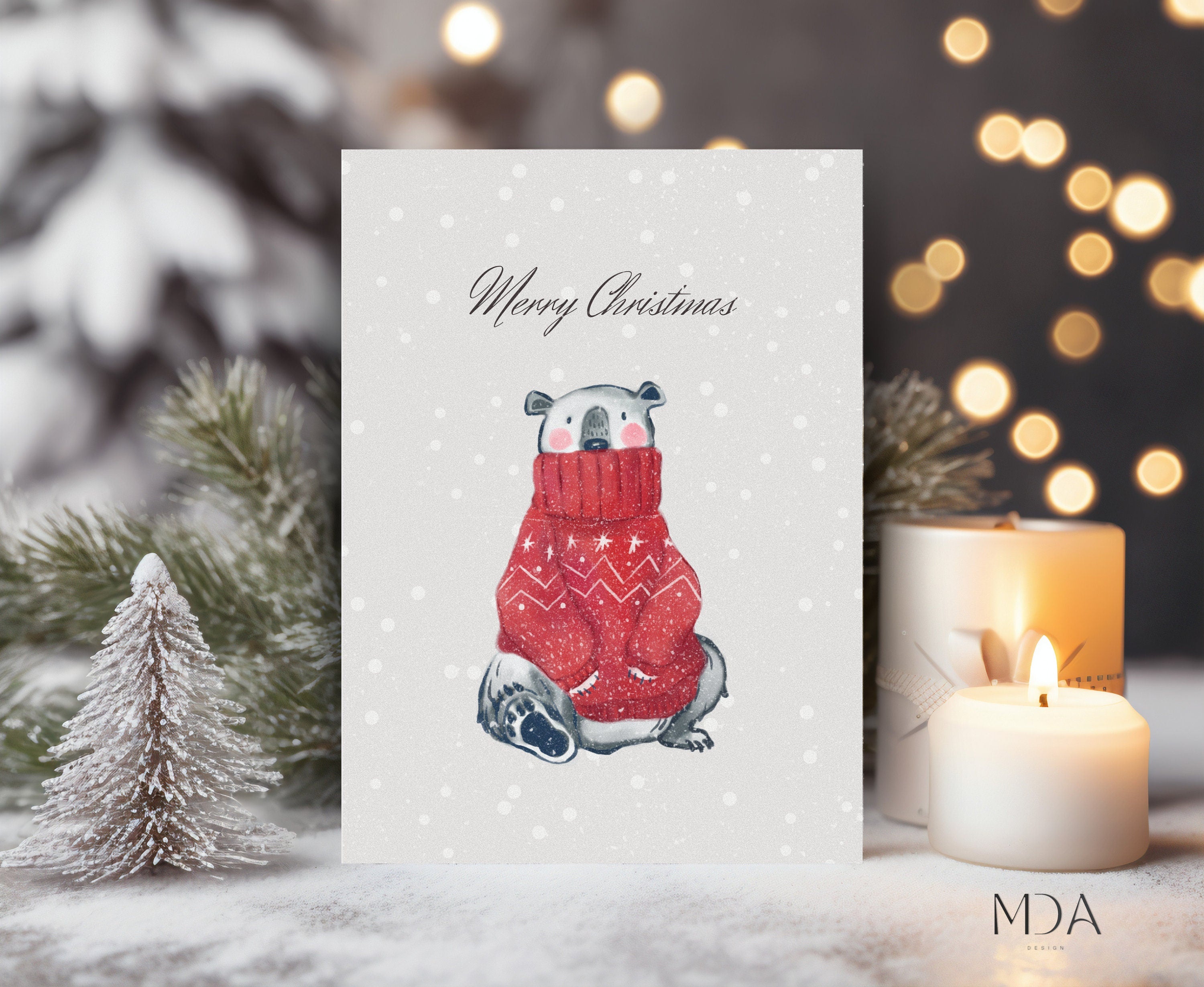 Cute Bear - Christmas Greeting Card