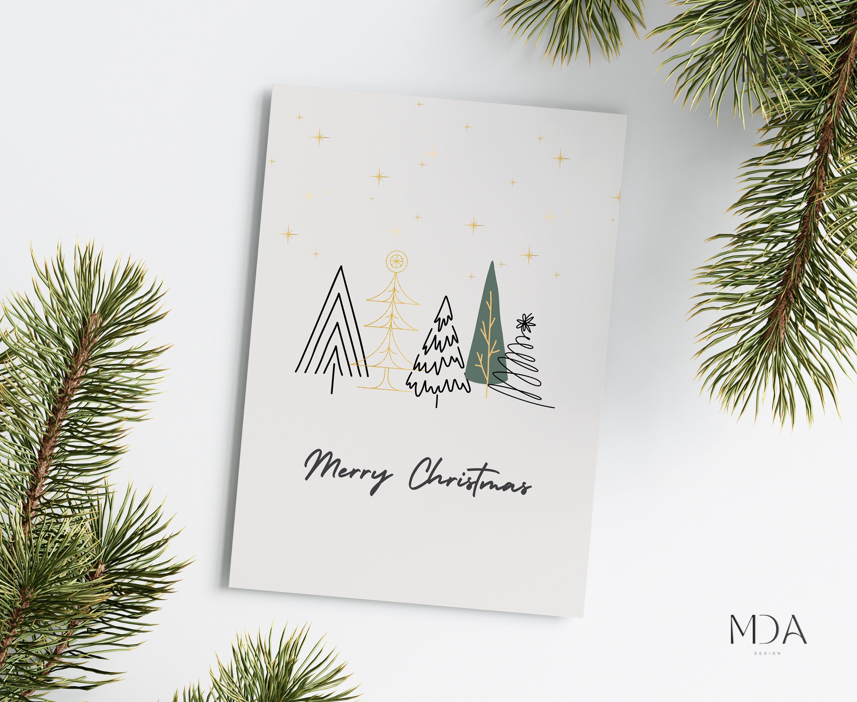 Christmas Tree Lines - Printable Christmas Card