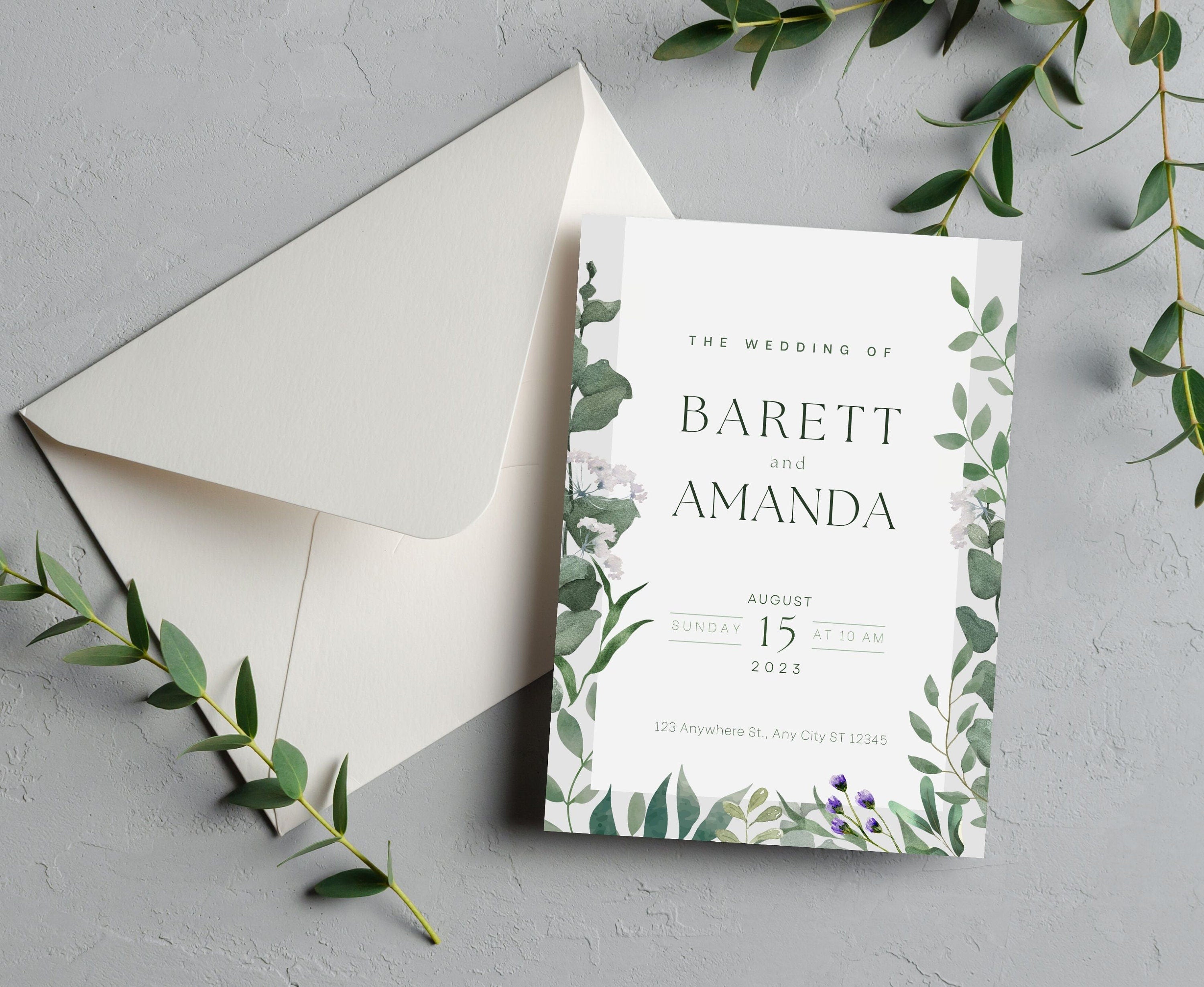 Modern Flora - Wedding Invitation Template