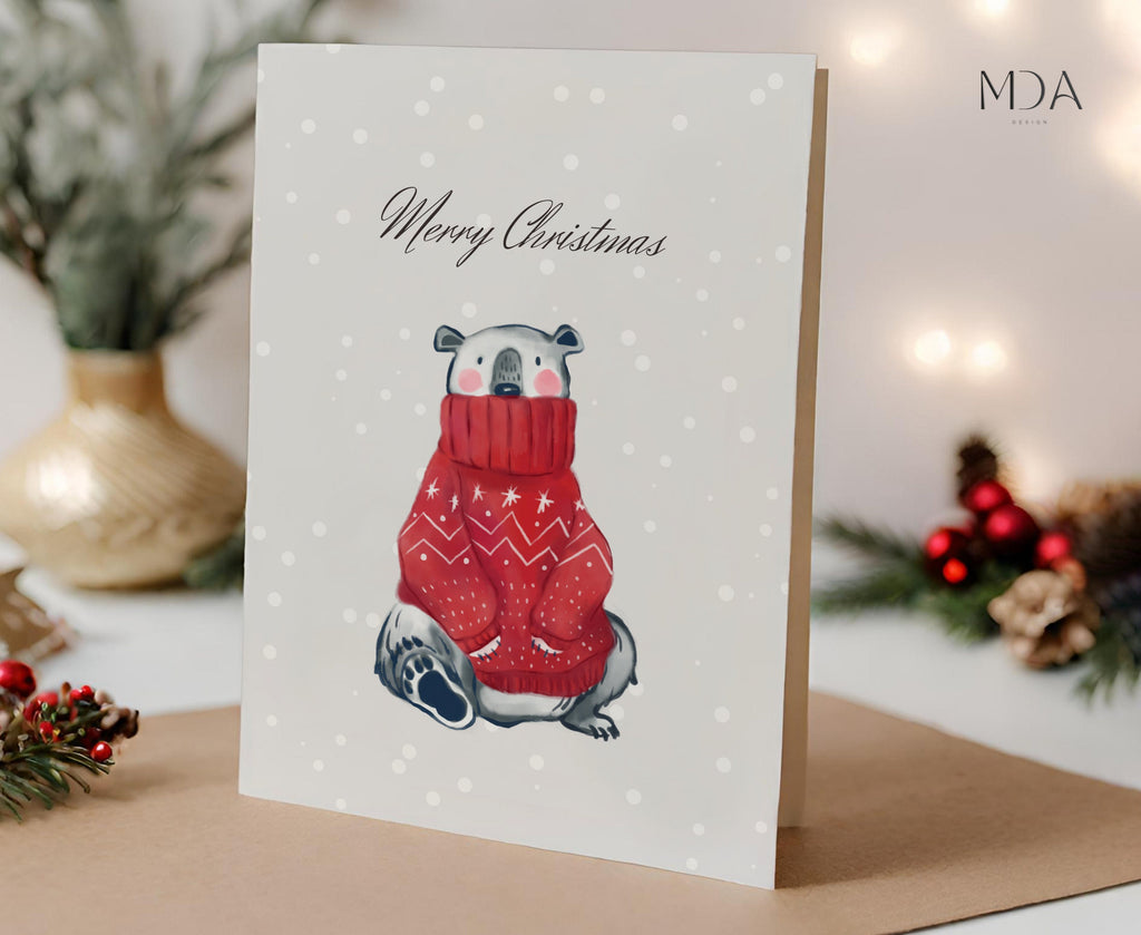 Cute Bear - Christmas Greeting Card
