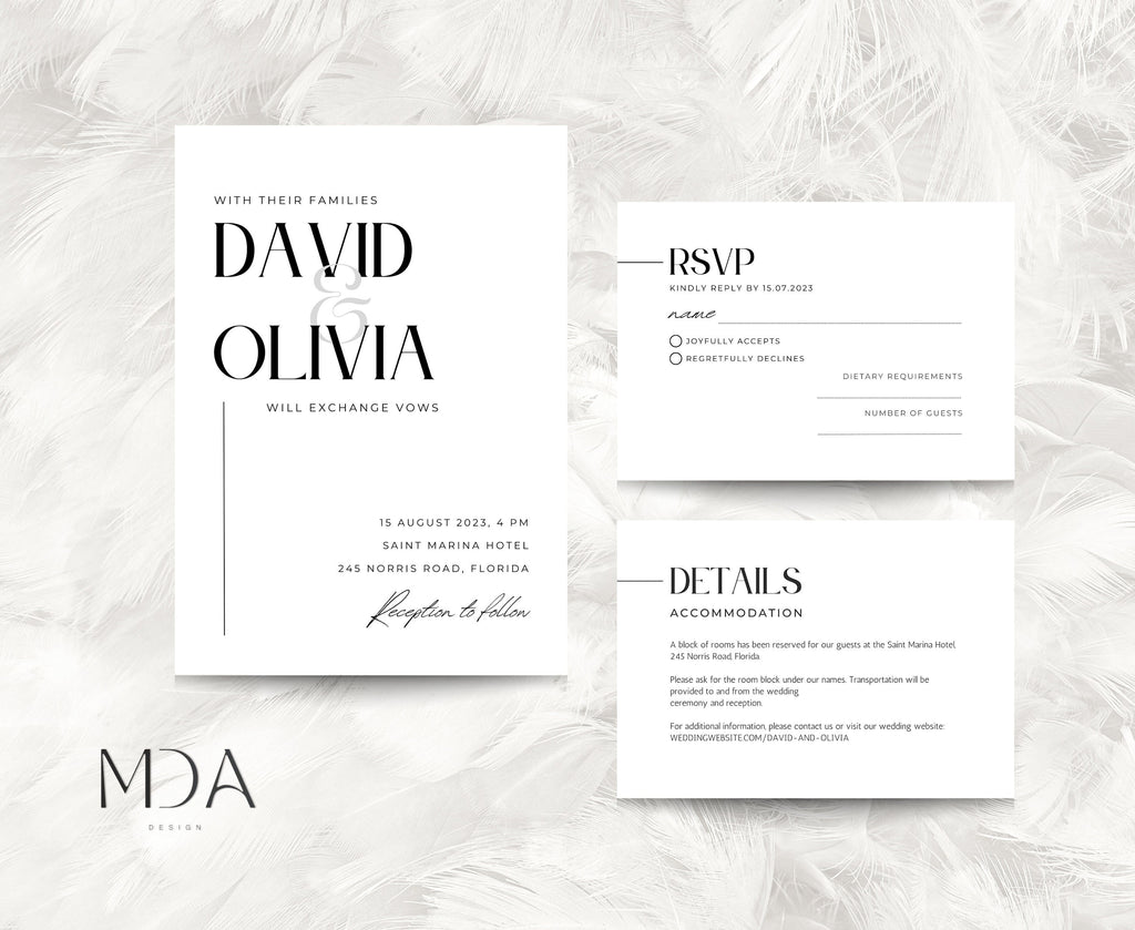 Minimalist Wedding Invitation Template Set