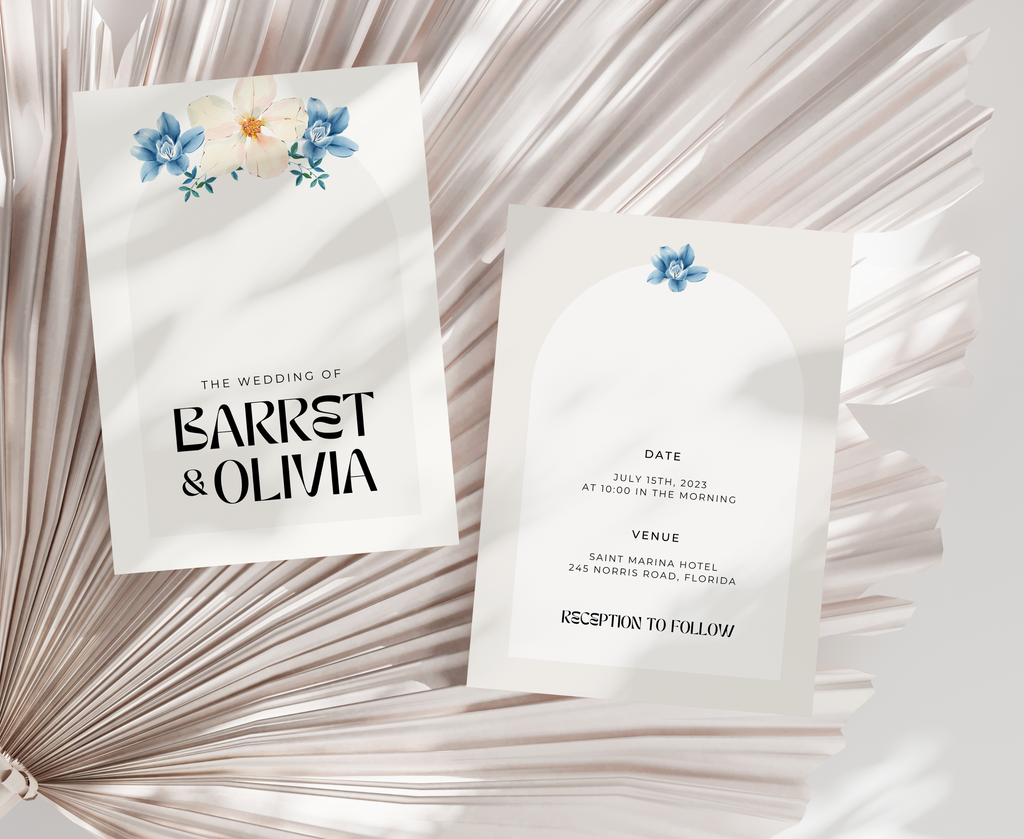 Modern Minimalist Blue - Wedding Invitation Template