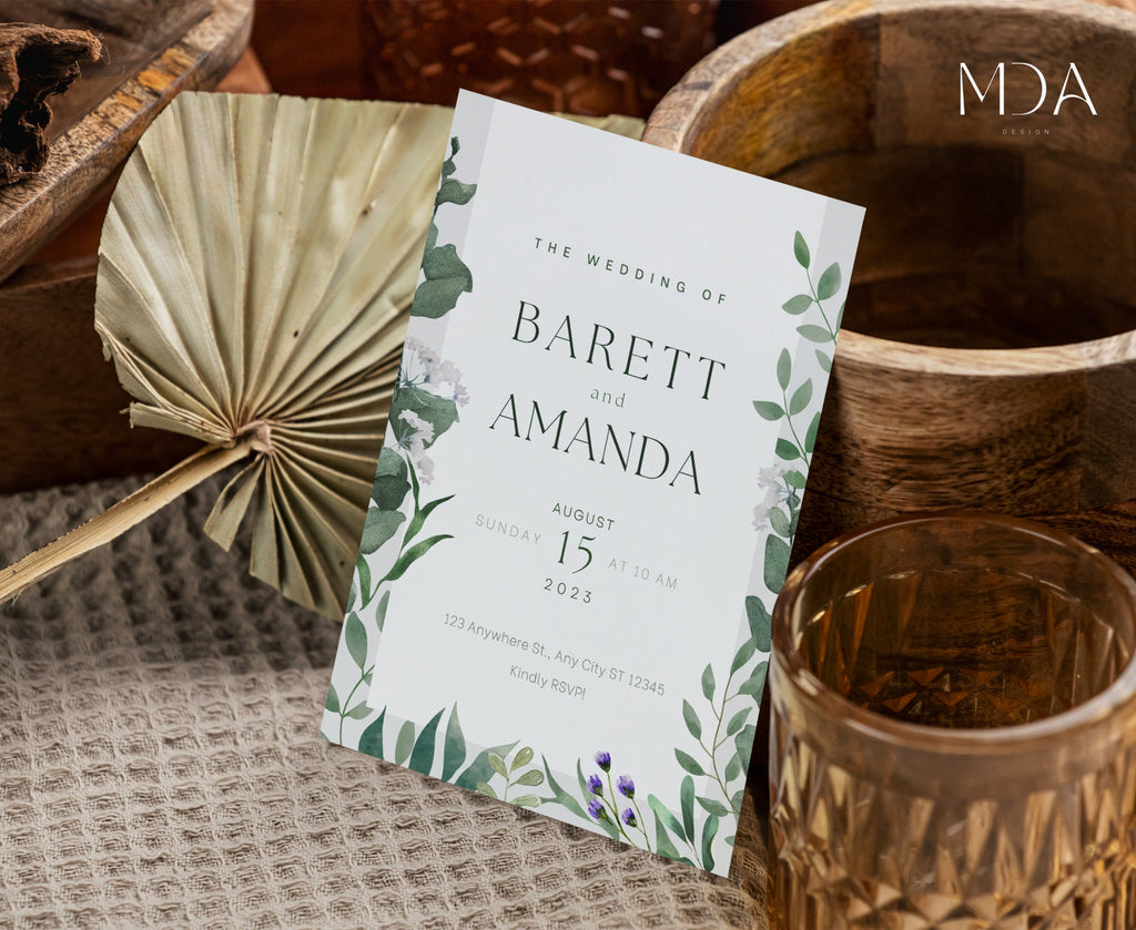 Modern Flora - Wedding Invitation Template Set
