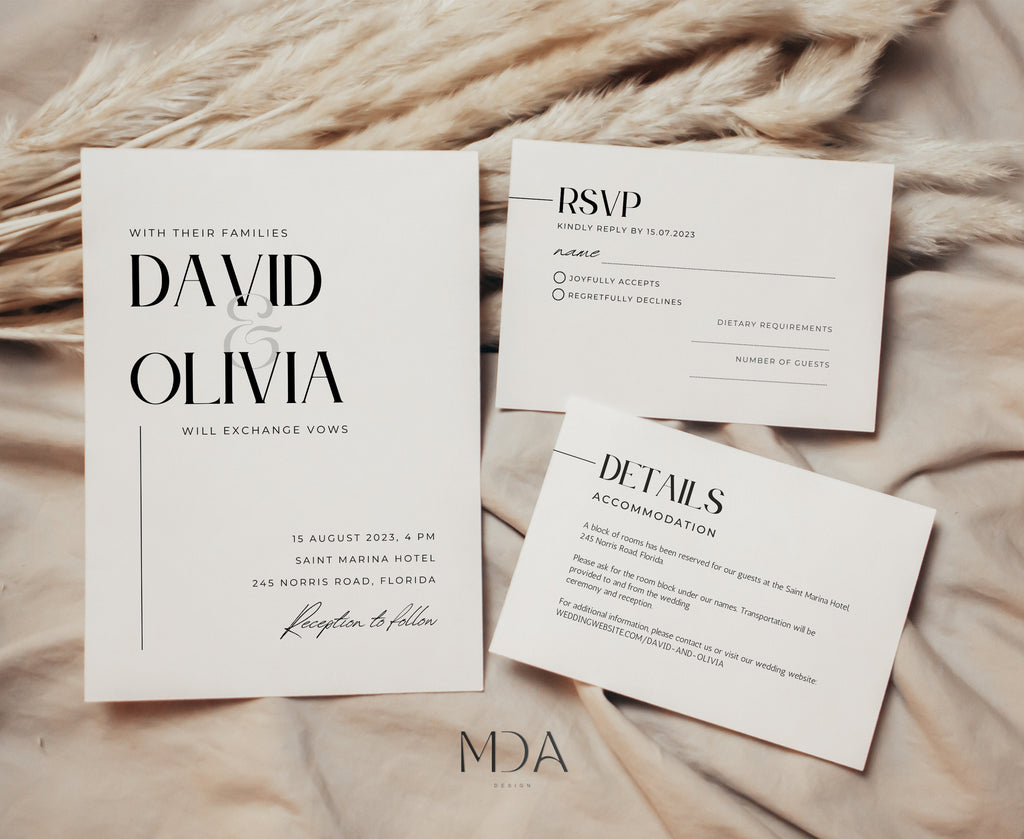 Minimalist Wedding Invitation Template Set
