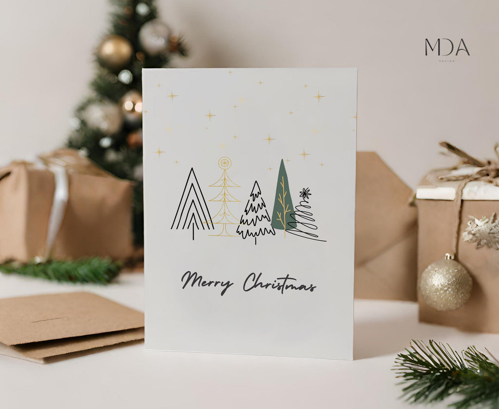 Christmas Tree Lines - Printable Christmas Card