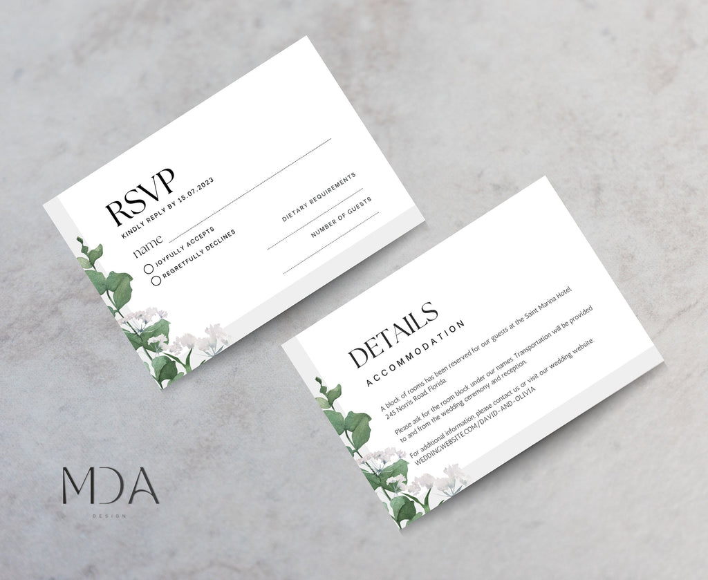 Modern Flora - Wedding Invitation Template Set
