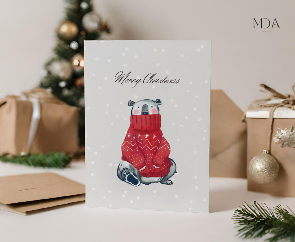 Cute Bear - Christmas Greeting Card